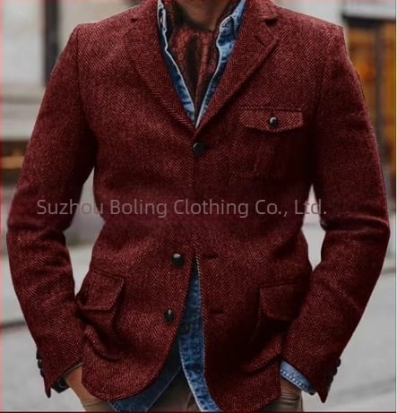 Muško sako za poslovni stil, uski kroj, red od četiri kopče, četiri sezone, najlon smjesa, lagan poslovni stil