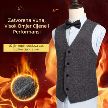 Vuneni muški prsluk od vune, V-izrez, 57,5% vune, ravni kroj, zima