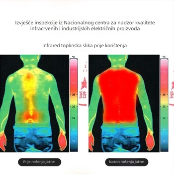 Muška električna grijna vest - potpuno tijelo grijanja, inteligentna kontrola temperature, zip, velur debeli materijal, poliester, zima 2025
