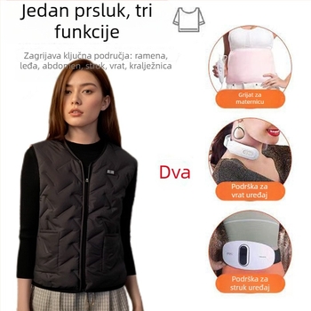 Muška električna grijna vest - potpuno tijelo grijanja, inteligentna kontrola temperature, zip, velur debeli materijal, poliester, zima 2025