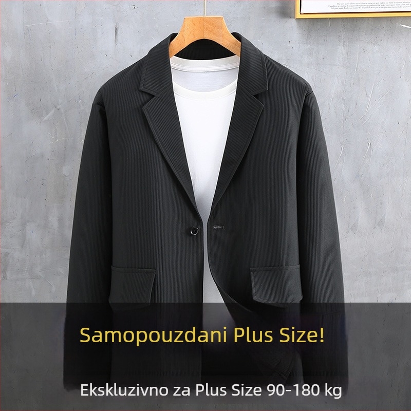 Muško sako velike veličine za proljeće i jesen, minimalistički poslovni stil, casual sako, jednobojna boja, prozračan poliester