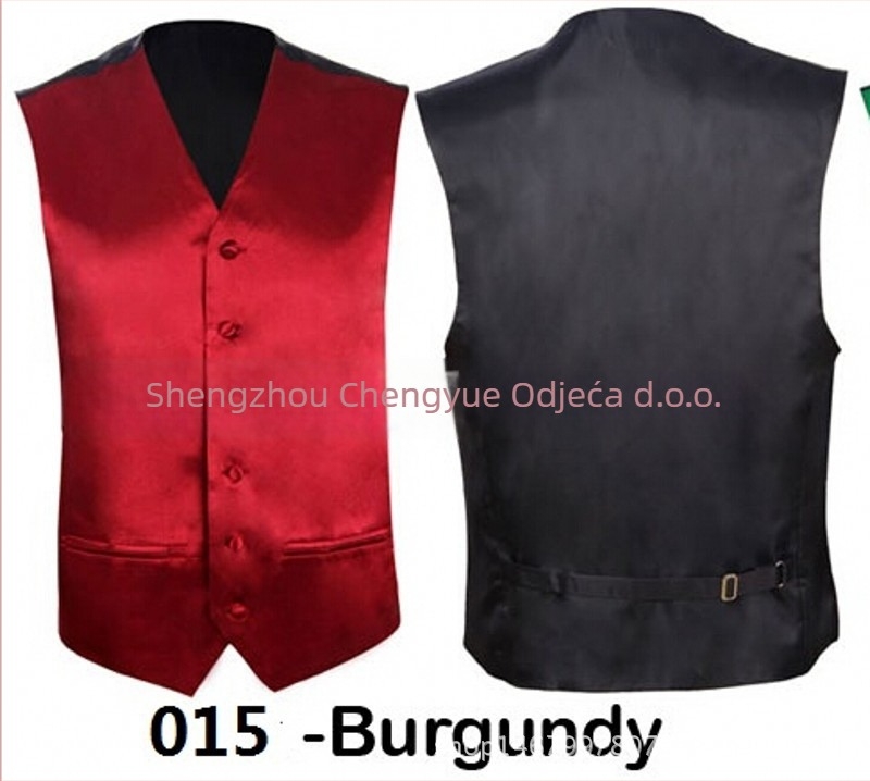 Muška slim fit vesta od poliestera, jednobrodna, bez ovratnika, jednobojna, bez podstave, pogodna za banket