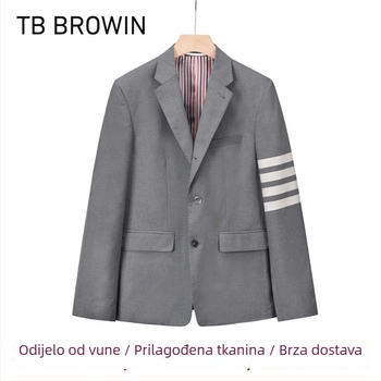 Tb Browin muško vuneno sako u korejskom stilu s najlonskom podstavom, tri gumba sprijed, rever, četiri sezone