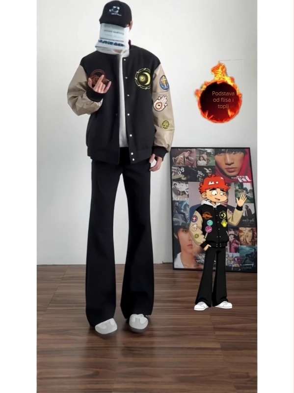 Muške hlače ravnog kroja, casual za svakodnevnu upotrebu, poliester, mikroelastični, fleece podstava za jesen-zimu, bez glačanja