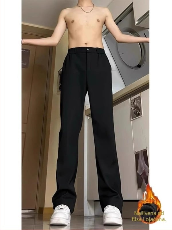 Muške hlače - lagani poslovni stil, prošireni kroj, poliester, blaga elastičnost, duge hlače