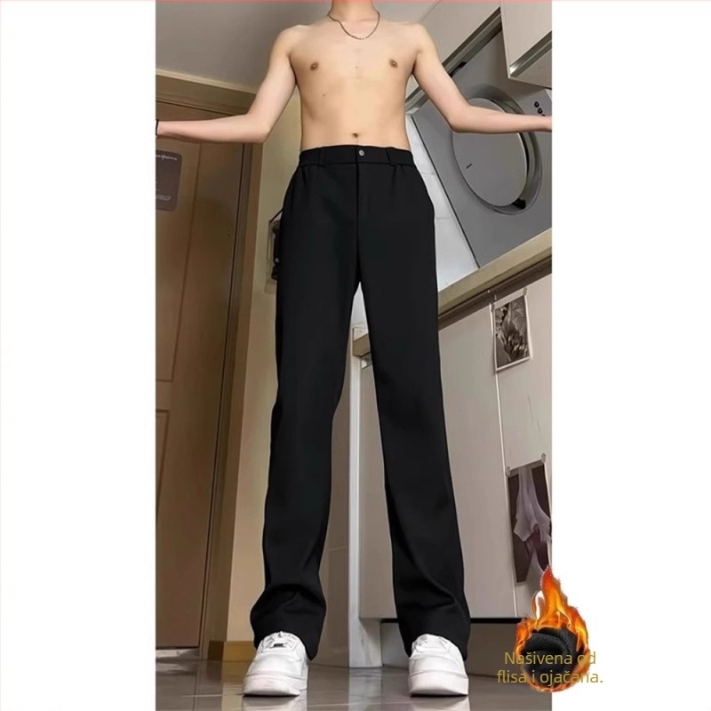 Muške hlače - lagani poslovni stil, prošireni kroj, poliester, blaga elastičnost, duge hlače