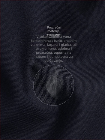 Muške vunene hlače u neapolinskom stilu, visokim strukom, pravilan kroj, jednostavan plis