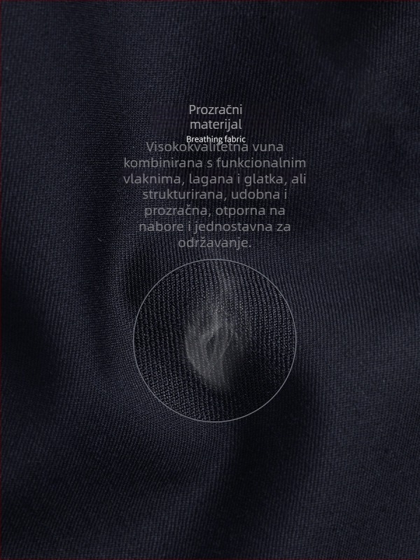 Muške vunene hlače u neapolinskom stilu, visokim strukom, pravilan kroj, jednostavan plis