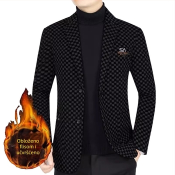 Muško zimsko sako za gradski stil, fleece podstava, opušten kroj, jednoredno kopčanje s dva gumba, rever