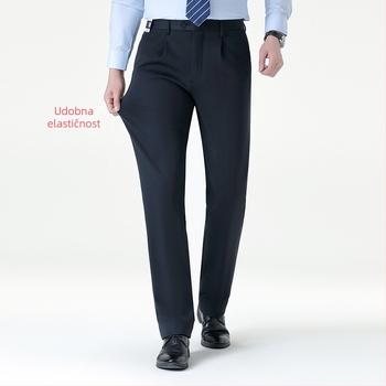 Muške zimske hlače s vunenom podstavom, visokim strukom, širokim krojem, s gumbima.