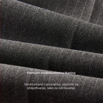 Muške prugaste hlače – korejski stil, lagani poslovni stil, ravni kroj, poliester-viskoza-spandeks 68/28/4, zima