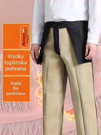 Muške zimske hlače s labavim krojem, fleece podstavljena, smjesa acetatnih vlakana 94%, casual nošenje za muškarce srednje dobi