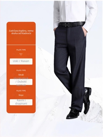 Muške zimske hlače s labavim krojem, fleece podstavljena, smjesa acetatnih vlakana 94%, casual nošenje za muškarce srednje dobi