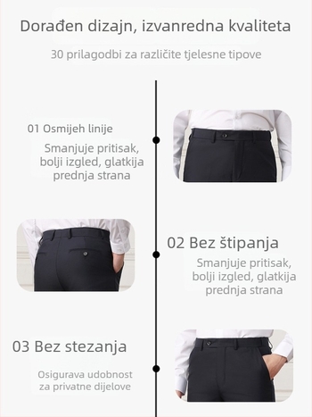 Muške vunene hlače za odijelo, ravni kroj, lagani poslovni stil, prozračne, odvode vlagu, otporne na nabor