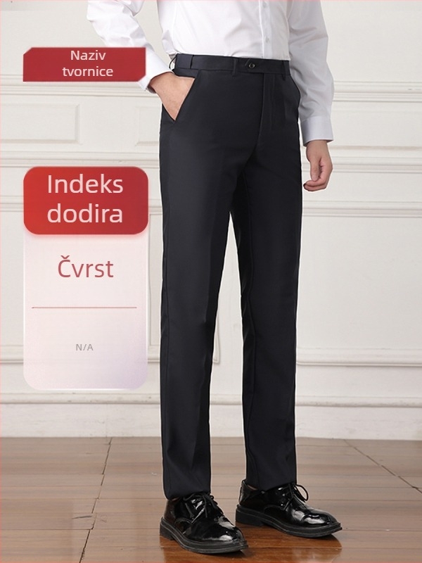 Muške vunene hlače za odijelo, ravni kroj, lagani poslovni stil, prozračne, odvode vlagu, otporne na nabor