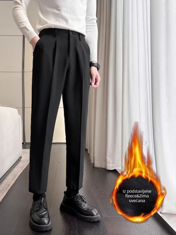 Muške hlače ravnog kroja - lagani poslovni stil, zima (Materijal: poliester; Glavna tkanina: 94% poliester; Krojenje: ravno; Stil: lagani poslovni; Sezona: zima)