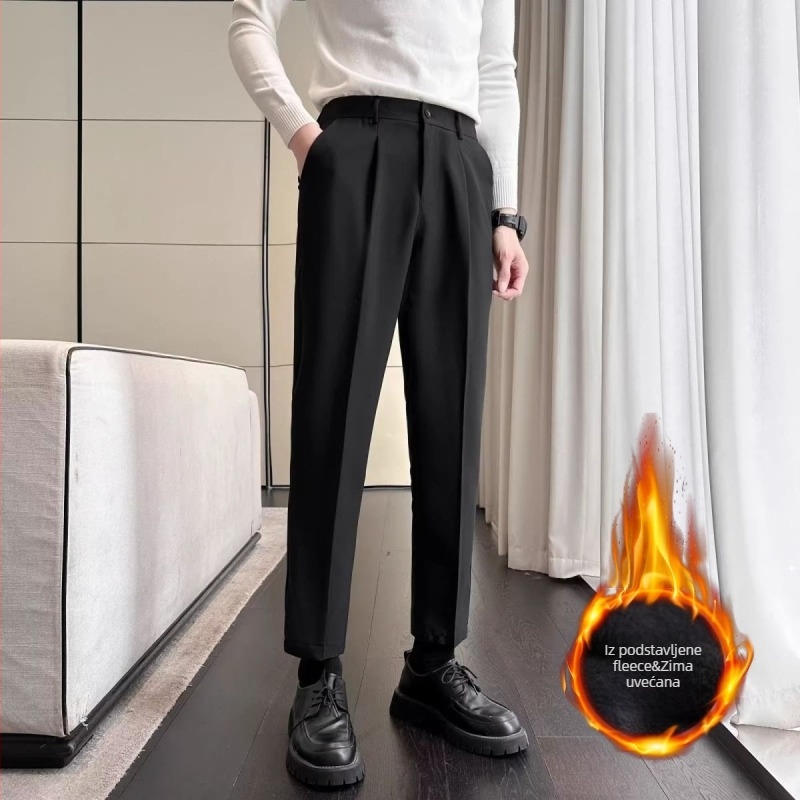 Muške hlače ravnog kroja - lagani poslovni stil, zima (Materijal: poliester; Glavna tkanina: 94% poliester; Krojenje: ravno; Stil: lagani poslovni; Sezona: zima)