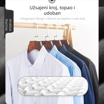 Muška košulja s fleece podstavom za zimu, uski kroj, kvadratni ovratnik, tkanina 40% pamuk / 60% poliester