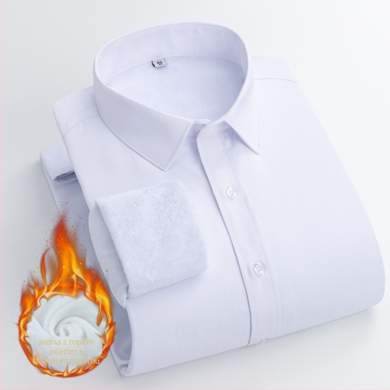 Muška košulja s fleece podstavom za zimu, uski kroj, kvadratni ovratnik, tkanina 40% pamuk / 60% poliester