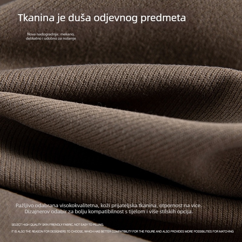 Muške hlače za kostim ravnog kroja, s elastičnim pojasom, korejski drapirani dizajn, mješavina poliestera, bez glačanja, proljeće–jesen