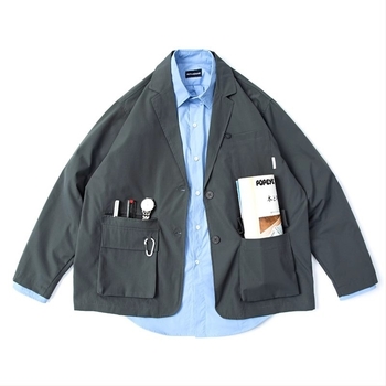Retro japanskog stila vanjska jakna s višestrukim džepovima, opušteni kroj, prozračna i otporna na habanje poliester materijal