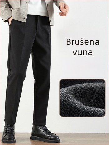 Muške vunene hlače, korejskog stila, slim fit, straight kroj, dnevne hlače za jesen i zimu