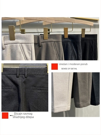 Muške vunene hlače, korejskog stila, slim fit, straight kroj, dnevne hlače za jesen i zimu