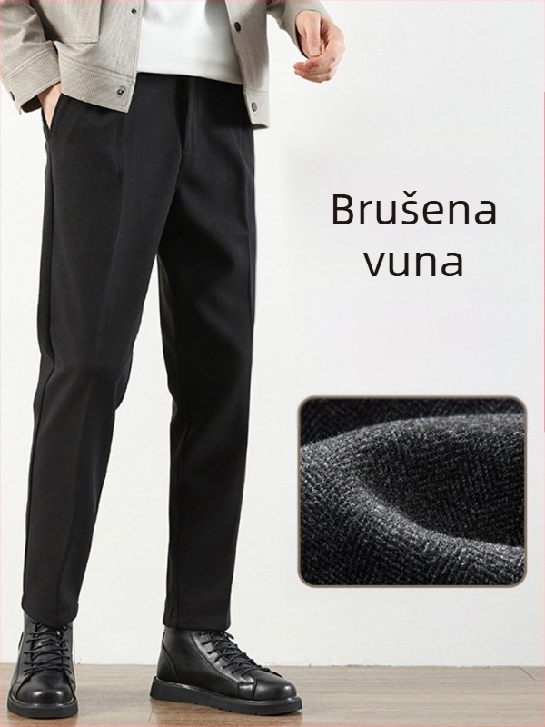 Muške vunene hlače, korejskog stila, slim fit, straight kroj, dnevne hlače za jesen i zimu