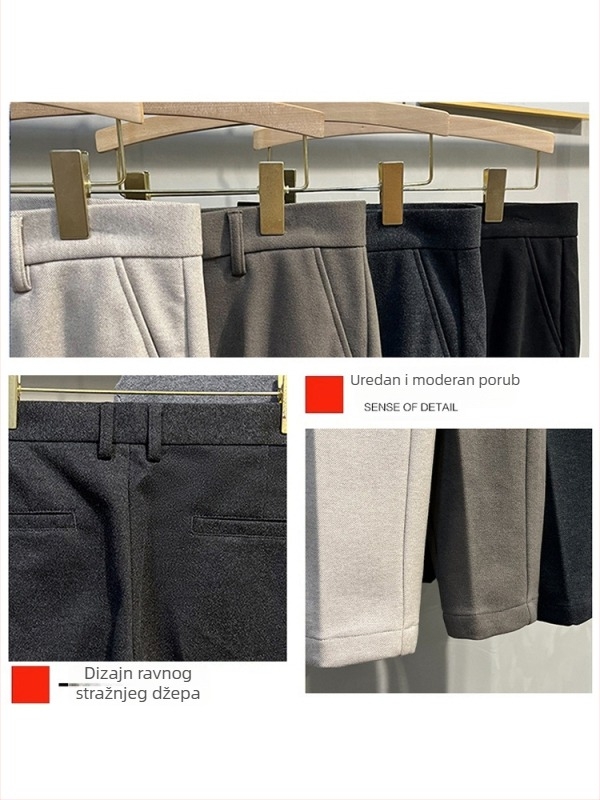 Muške vunene hlače, korejskog stila, slim fit, straight kroj, dnevne hlače za jesen i zimu