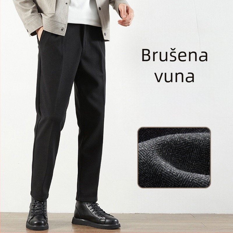 Muške vunene hlače, korejskog stila, slim fit, straight kroj, dnevne hlače za jesen i zimu