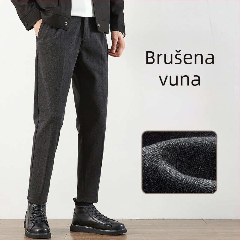 Muške vunene hlače, korejskog stila, slim fit, straight kroj, dnevne hlače za jesen i zimu