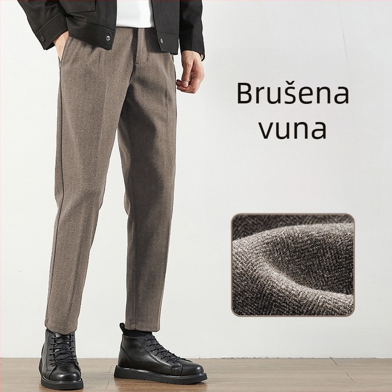 Muške vunene hlače, korejskog stila, slim fit, straight kroj, dnevne hlače za jesen i zimu