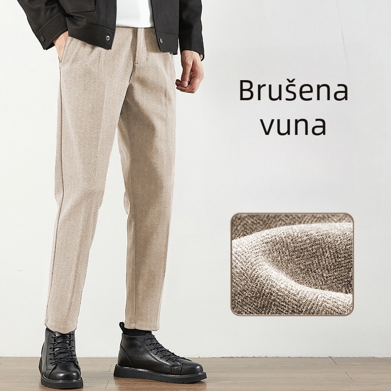 Muške vunene hlače, korejskog stila, slim fit, straight kroj, dnevne hlače za jesen i zimu