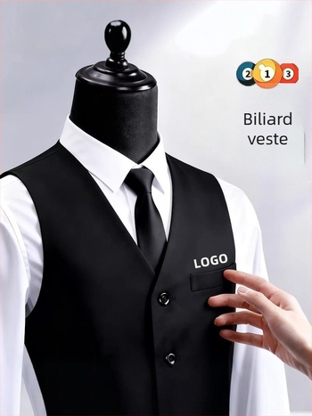 Muška vesta za biliard s otiskom logotipa, Slim-Fit kardigan stil, jednoredno kopčanje, 100% poliester s podstavom od poliester