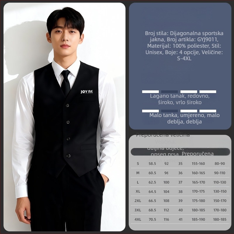 Muška vesta za biliard s otiskom logotipa, Slim-Fit kardigan stil, jednoredno kopčanje, 100% poliester s podstavom od poliester