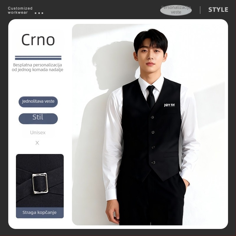 Muška vesta za biliard s otiskom logotipa, Slim-Fit kardigan stil, jednoredno kopčanje, 100% poliester s podstavom od poliester