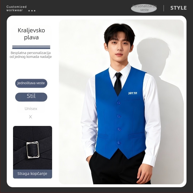 Muška vesta za biliard s otiskom logotipa, Slim-Fit kardigan stil, jednoredno kopčanje, 100% poliester s podstavom od poliester