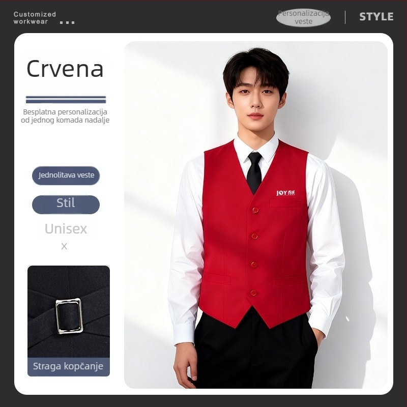 Muška vesta za biliard s otiskom logotipa, Slim-Fit kardigan stil, jednoredno kopčanje, 100% poliester s podstavom od poliester