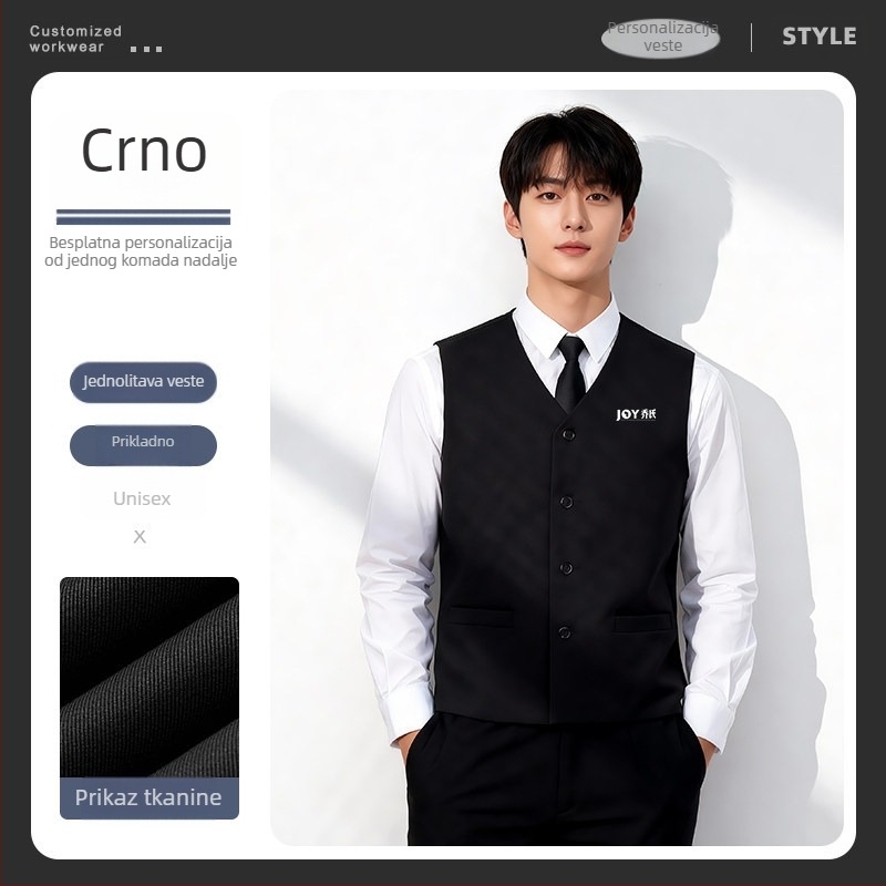 Muška vesta za biliard s otiskom logotipa, Slim-Fit kardigan stil, jednoredno kopčanje, 100% poliester s podstavom od poliester