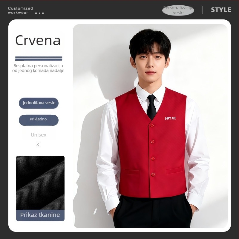 Muška vesta za biliard s otiskom logotipa, Slim-Fit kardigan stil, jednoredno kopčanje, 100% poliester s podstavom od poliester