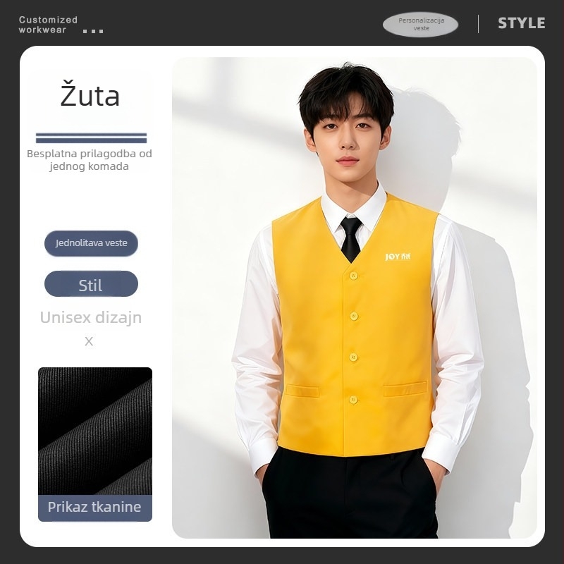 Muška vesta za biliard s otiskom logotipa, Slim-Fit kardigan stil, jednoredno kopčanje, 100% poliester s podstavom od poliester