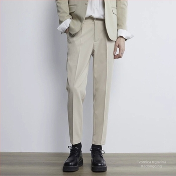 Muške hlače za odijelo s podstavom, ravni kroj, zimska sezona, poslovni formalni stil, korejski stil casual