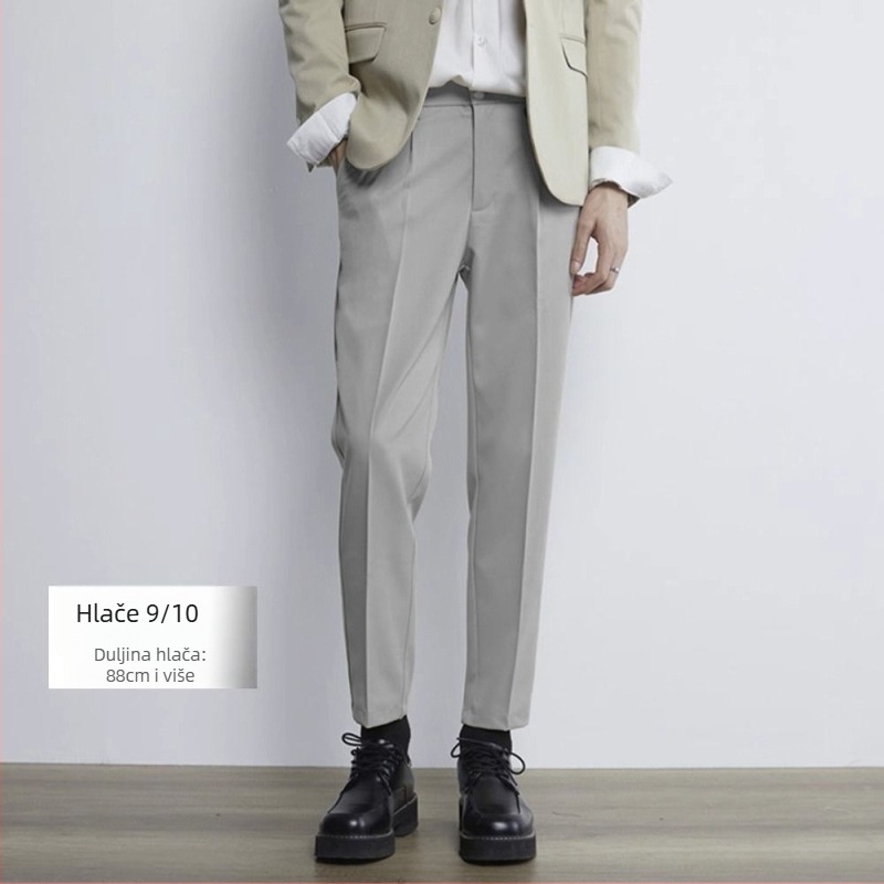 Muške hlače za odijelo s podstavom, ravni kroj, zimska sezona, poslovni formalni stil, korejski stil casual