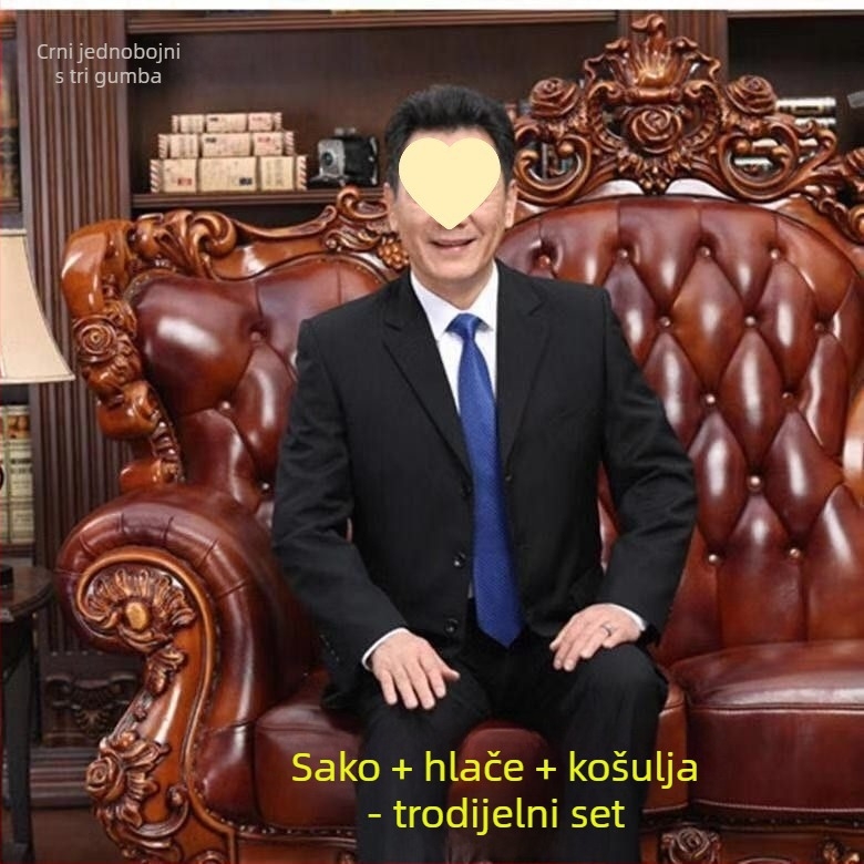Muški svečani i vjenčani sako — Slim fit, ravni rever, tri gumba, corduroy tkanina s lanom, proljeće 2025