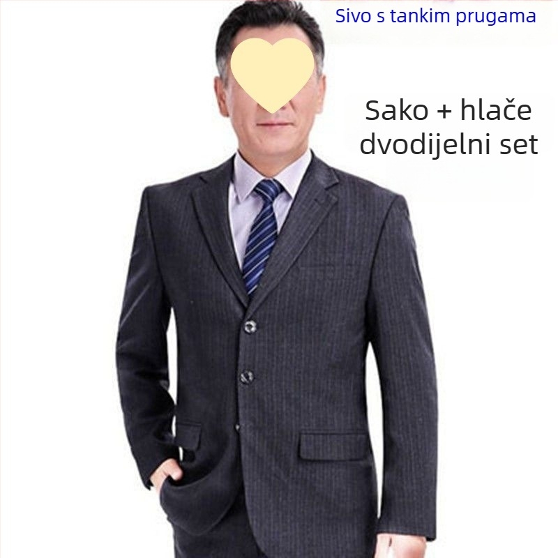Muški svečani i vjenčani sako — Slim fit, ravni rever, tri gumba, corduroy tkanina s lanom, proljeće 2025