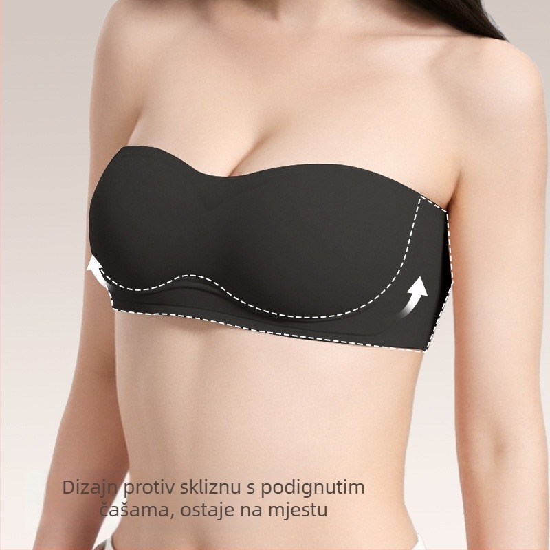 Bez naramenica tube top grudnjak za male grudi — bezšivni, protuklizni, mekano podržavanje, 3/4 čašice s tankim oblikovanim čašicama, najlon/spandeks smjesa