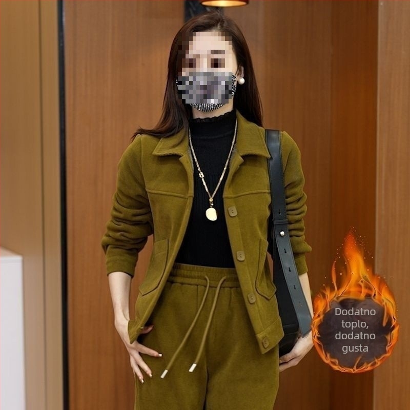 Ženski dvodijelni set s abstraktnim uzorkom, modalni materijal, dugi rukav, hlače 3/4.