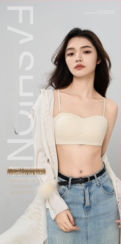 Grudnjak bez naramenica s push-up učinkom, protivklizne košarice, 1/2 cup, srednje oblikovane košarice, četiri reda kopči straga