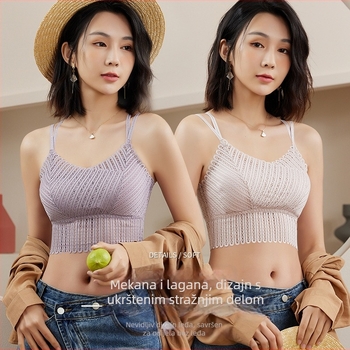 Čipkasti bezrameni bustier s oblikovanimi košaricama, prozračan i udoban