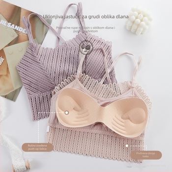 Čipkasti bezrameni bustier s oblikovanimi košaricama, prozračan i udoban
